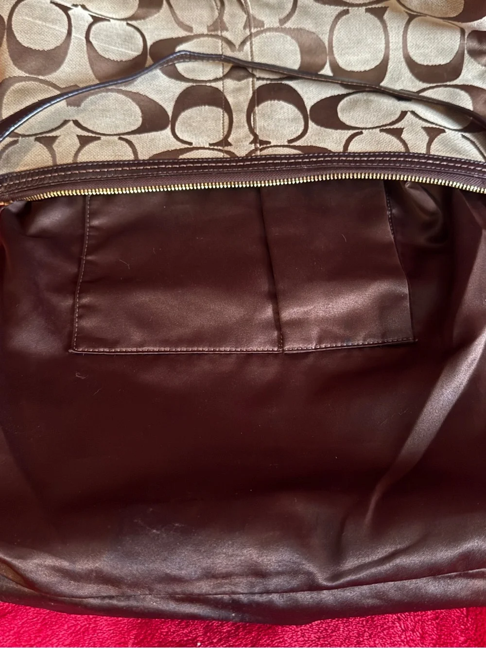 Coach Brown Jacquard Leather Zoe Hobo Bag 12824